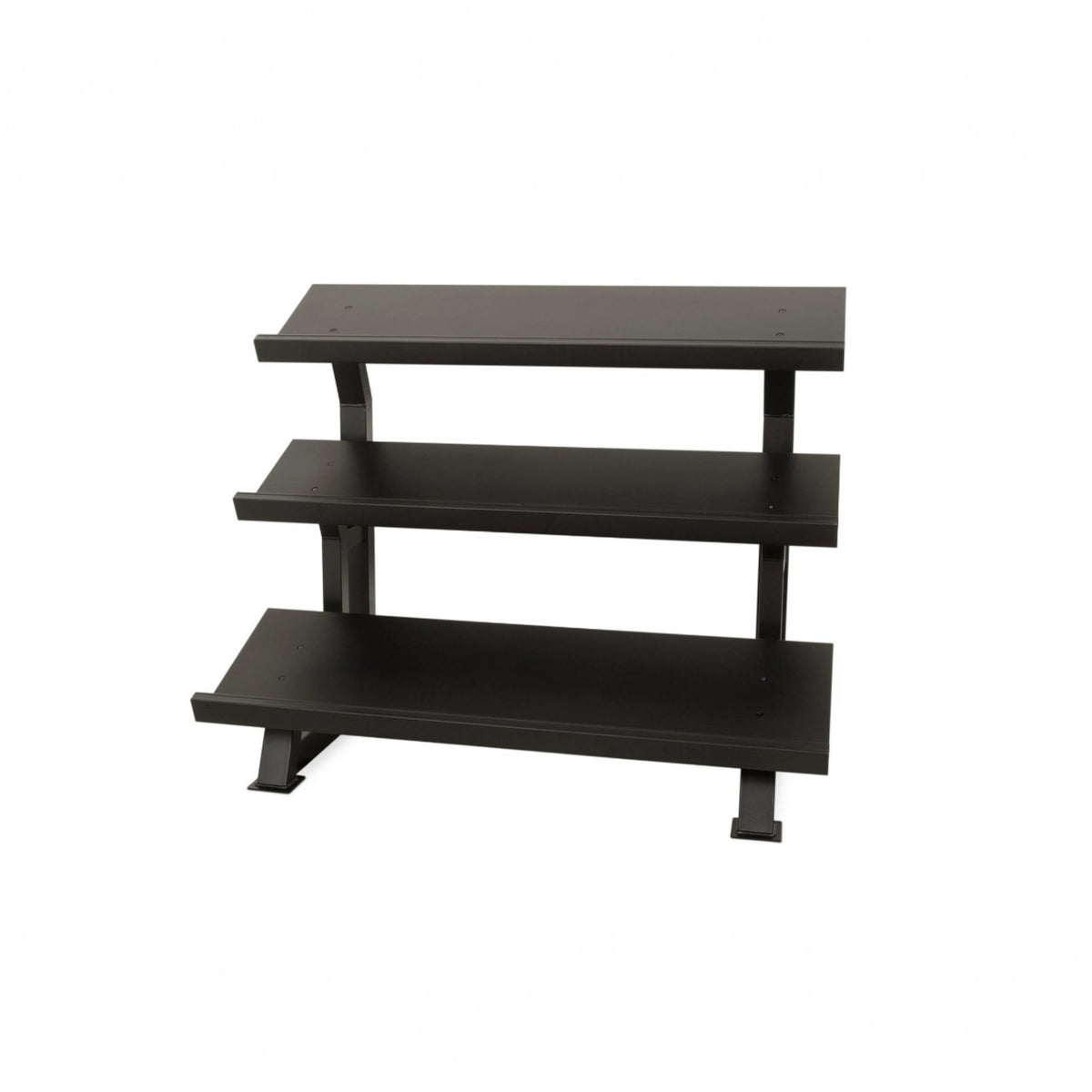 Gymless Newton Fitness DR-20 three-tier black steel hex dumbbell rack for home gym storage