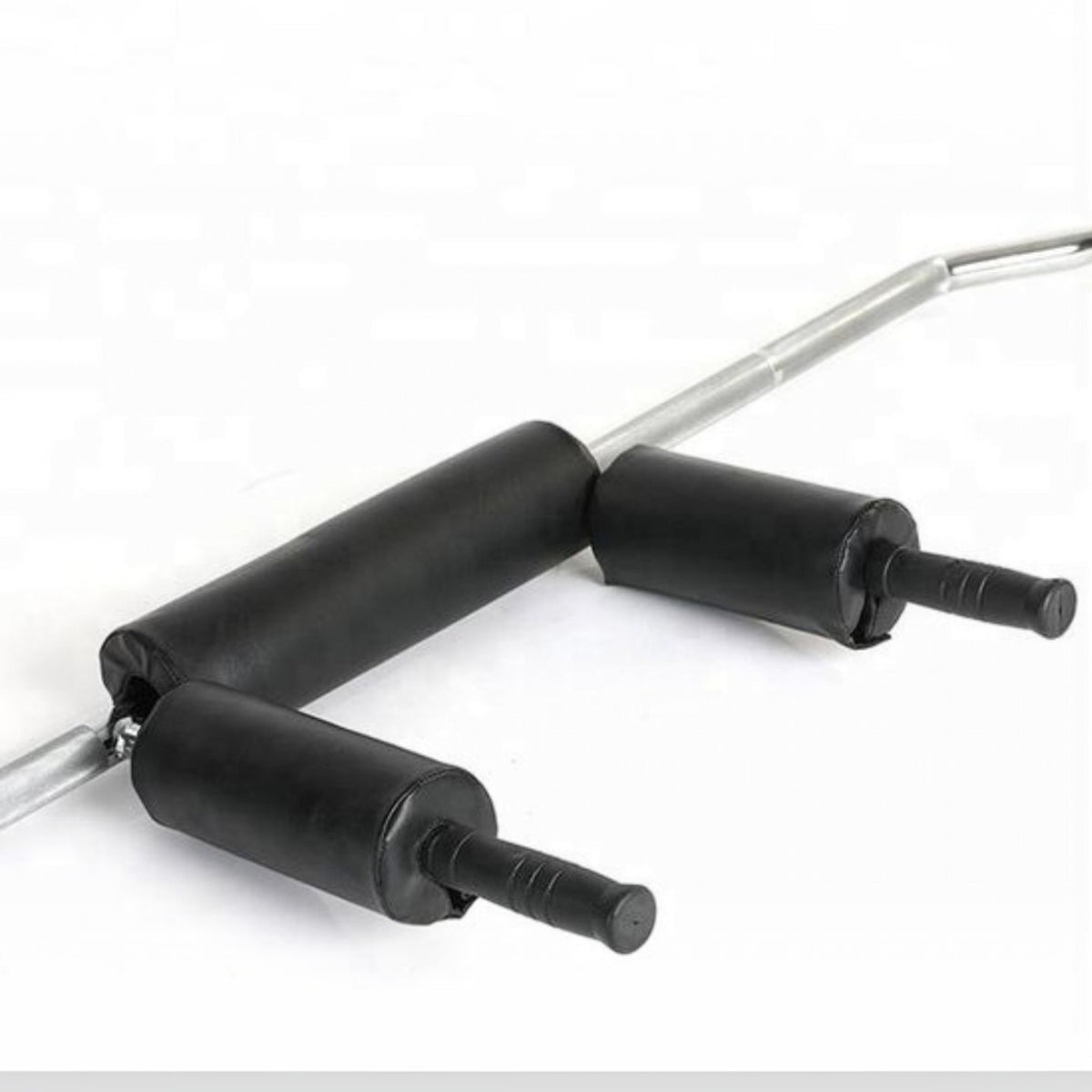 Gymless Olympic safety squat bar with black padded shoulder supports and front handles for comfortable lifting