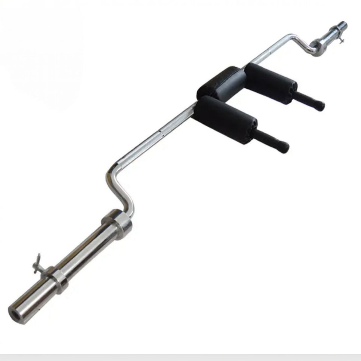 Gymless Olympic safety squat bar with black padded shoulder supports and front handles for comfortable lifting.