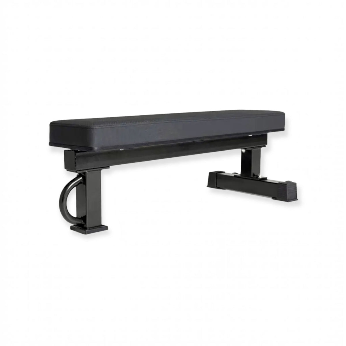 Gymless Powerlifting Bench with a matte black steel frame, anti-slip pad, and single front leg for stability.