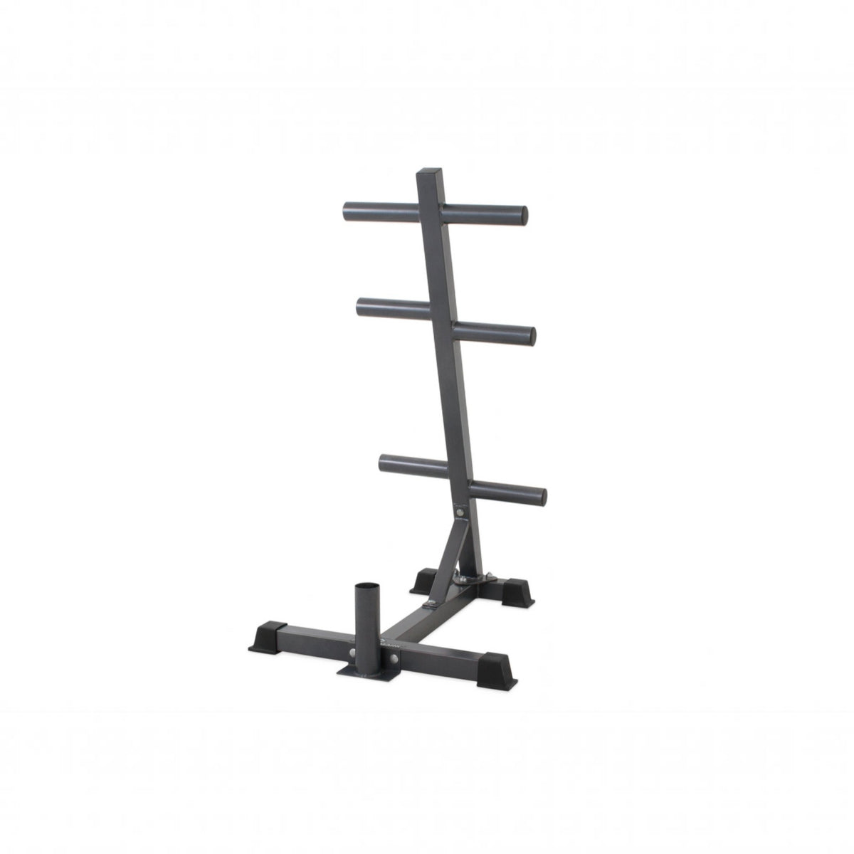 Gymless PowerMark 396AW black steel Olympic plate tree with six storage pegs and a barbell holder