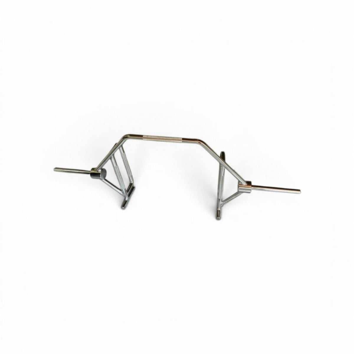 Gymless standard hex trap bar in silver steel with neutral grips for deadlifts and strength training