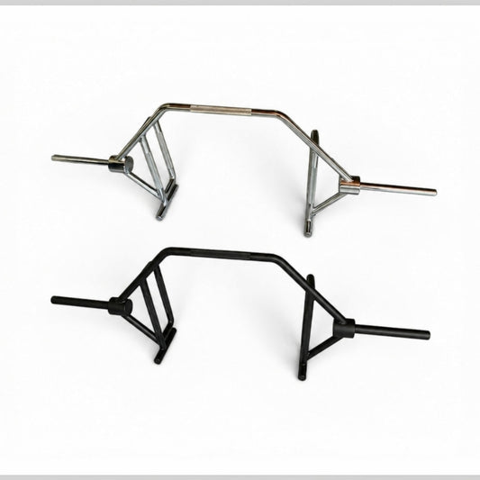 Gymless standard hex trap bars in black powder-coated and chrome steel finishes for home gym strength training