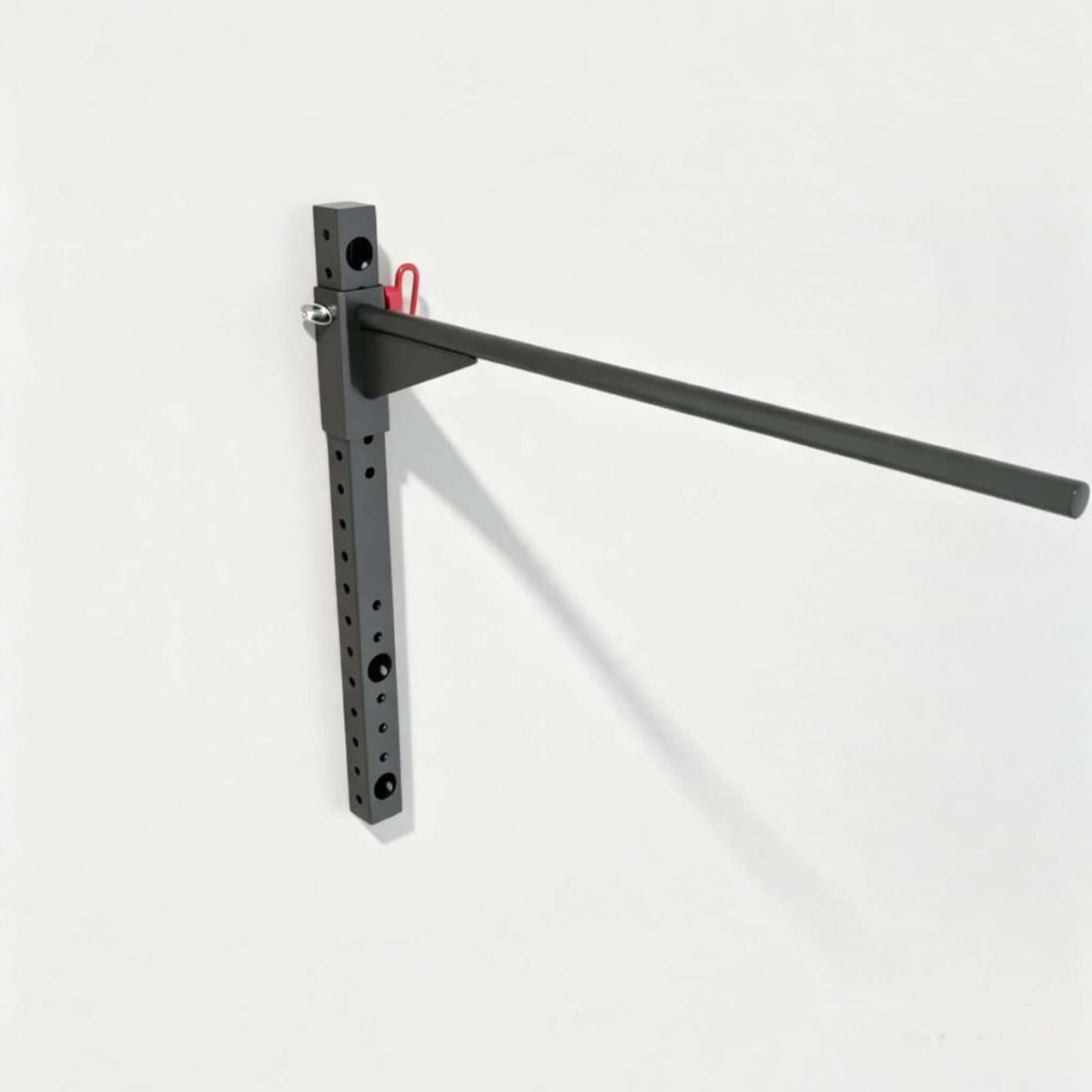Wall mounted pull up bar dip station designed for efficient upper-body workouts, featuring adjustable height and rugged steel construction.