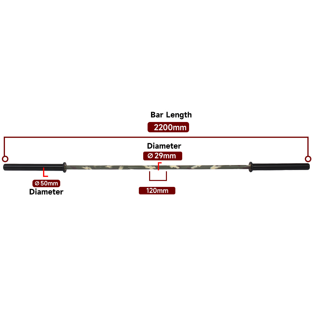 GYMLESS Powerlifting Bar – Cerakote Camo Edition (1500LB Rated)