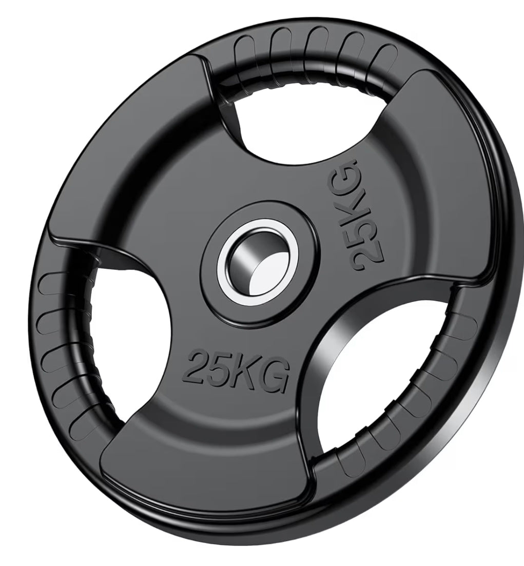 Gymless 25kg Olympic rubber-coated tri-grip weight plate