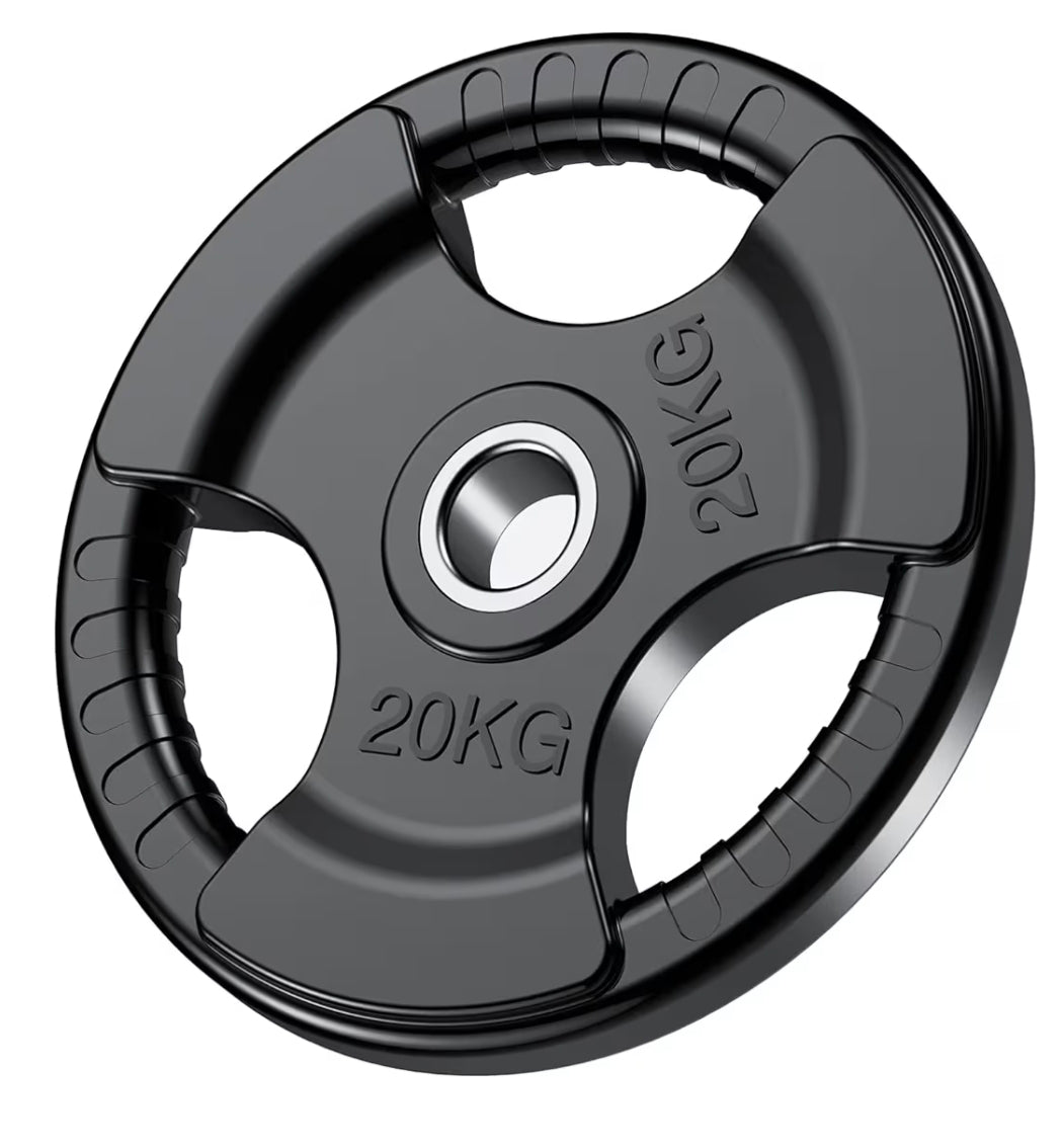 Gymless 20kg Olympic rubber-coated tri-grip weight plate