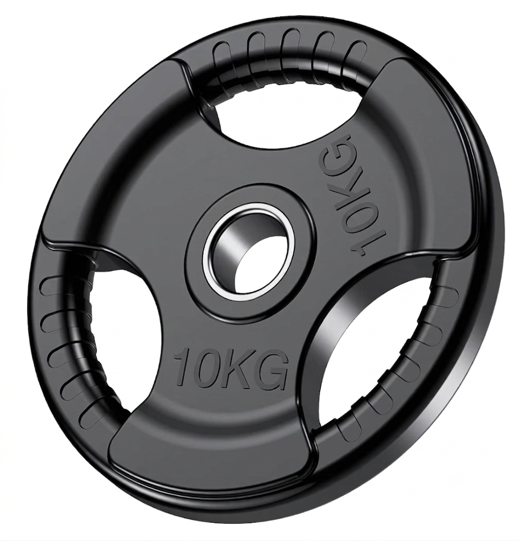 Gymless 10kg Olympic rubber-coated tri-grip weight plate