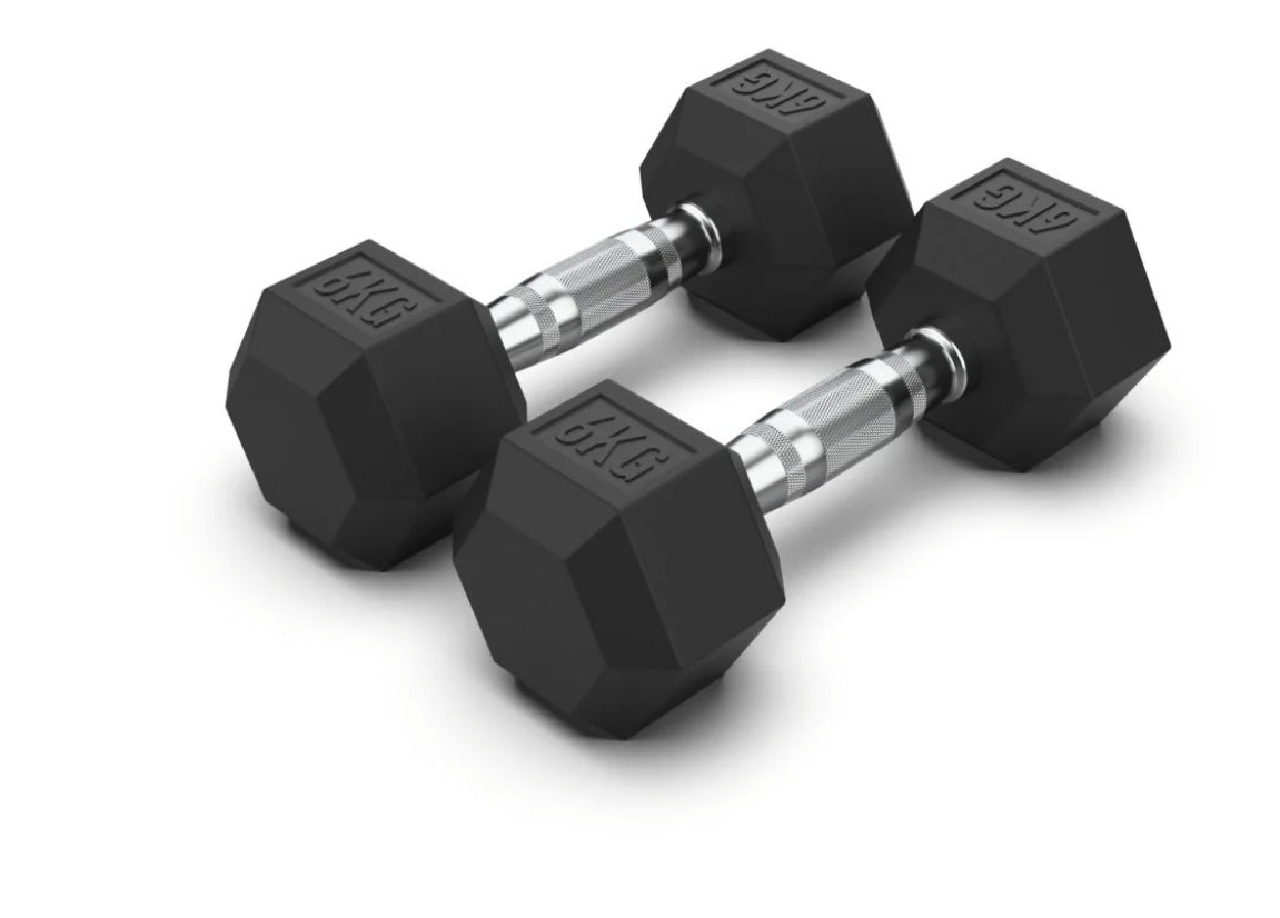 6  Kg Hex Rubber  Dumbell Pair - Gymless