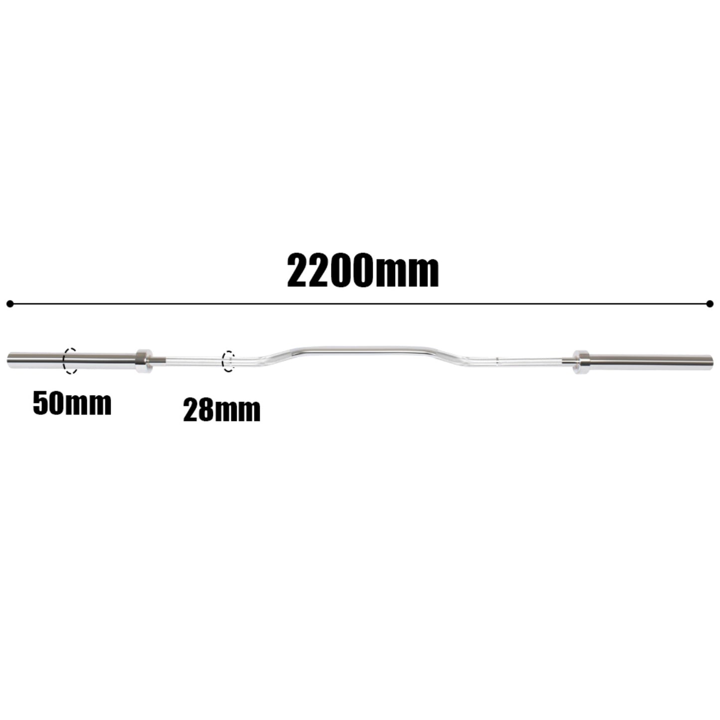Cambered Barbell – Olympic 2200 mm | 28 mm | 20 kg