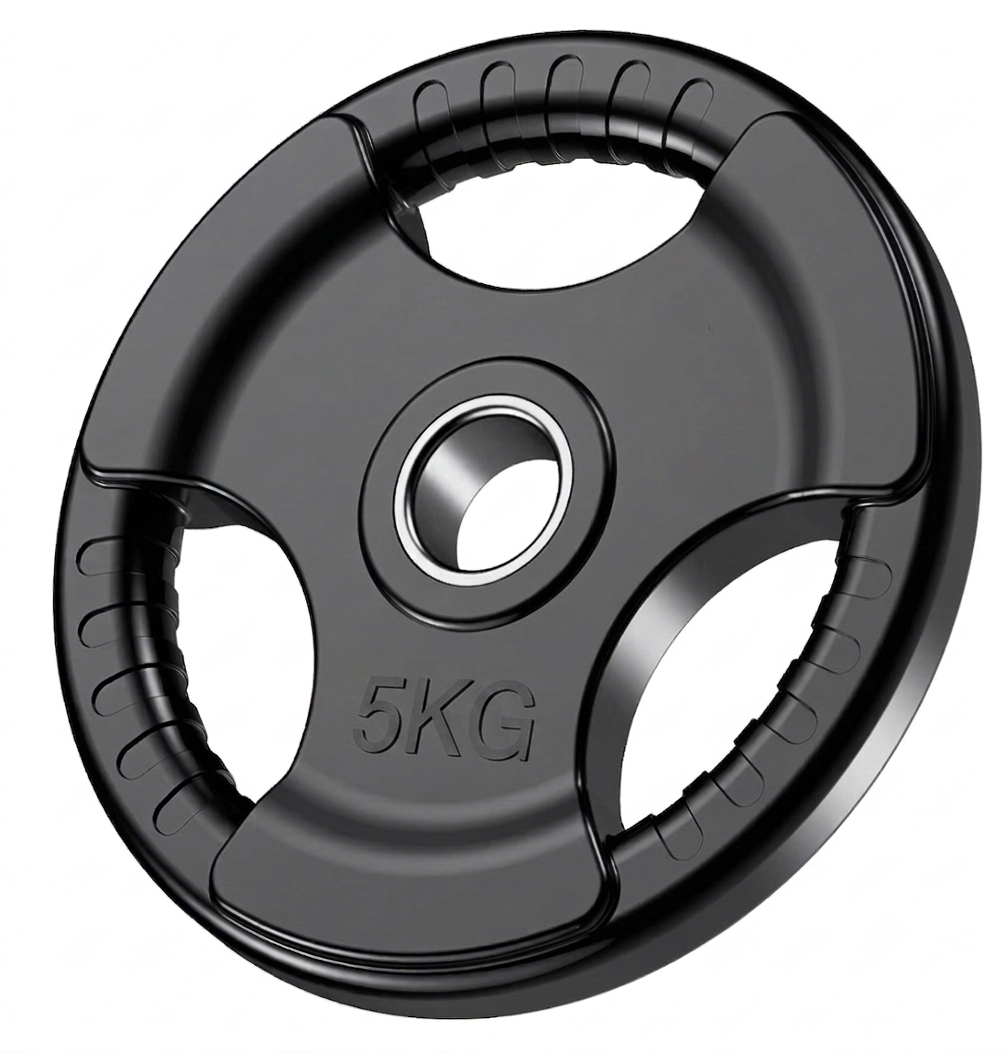 Gymless 5kg Olympic rubber-coated tri-grip weight plate