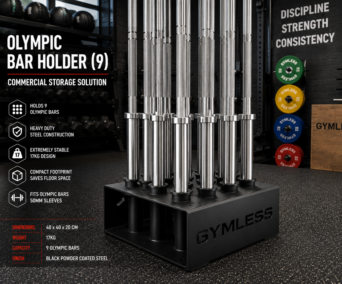 Olympic Bar Holder (9) – Commercial Storage Solution