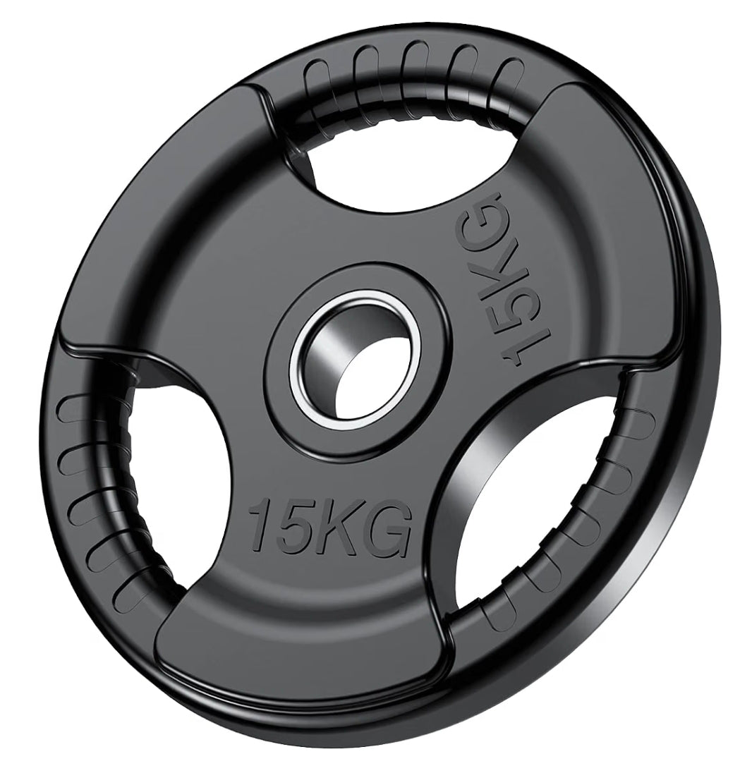Gymless 15kg Olympic rubber-coated tri-grip weight plate