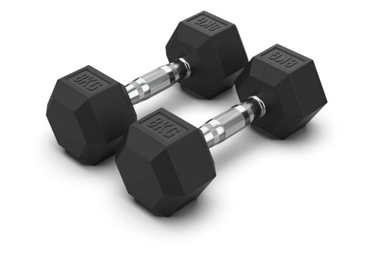 8  Kg Hex Rubber  Dumbell Pair - Gymless