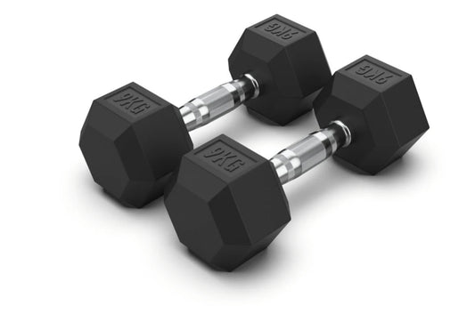 9  Kg Hex Rubber  Dumbell Pair - Gymless