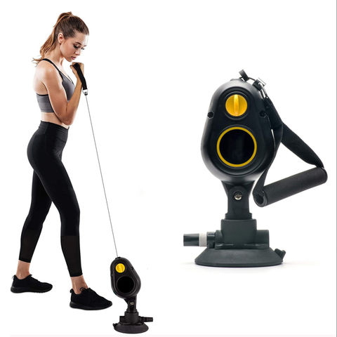 Compact rope trainer with suction cup base in use