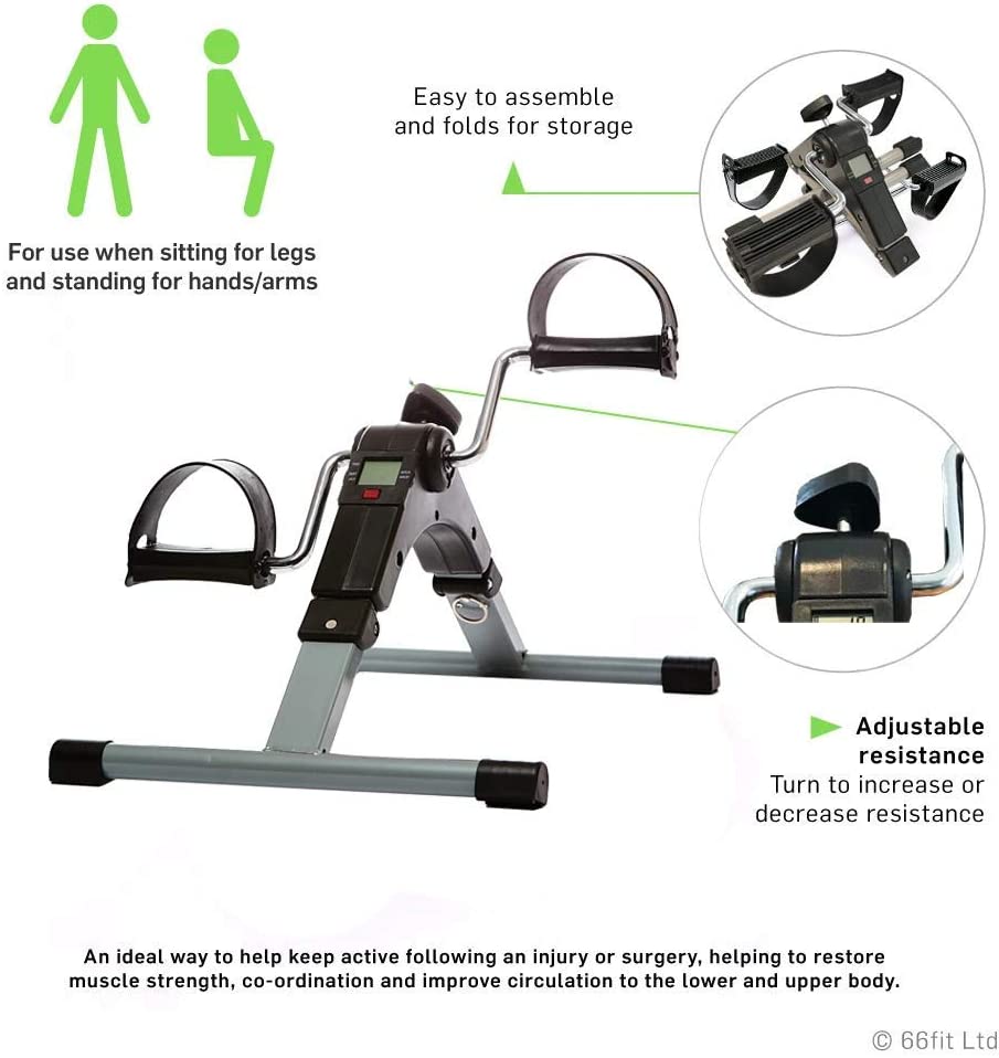 66fit Arm and Leg Folding Pedal Exerciser with Digital Display