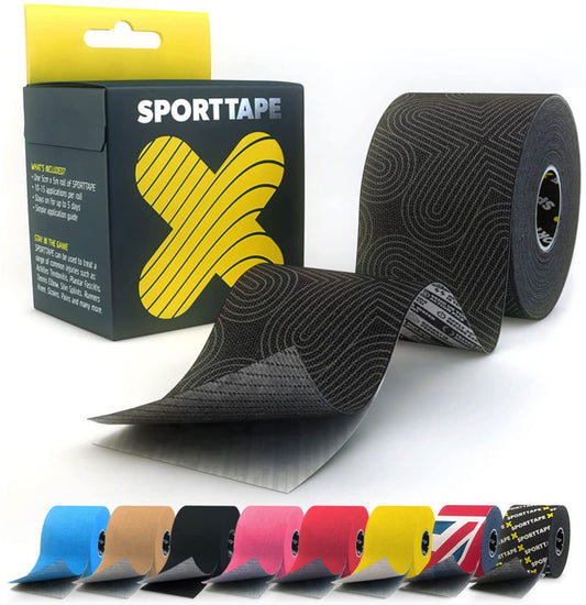 SPORTTAPE Extra Sticky Kinesiology Tape, 5cm x 5m - Gymless