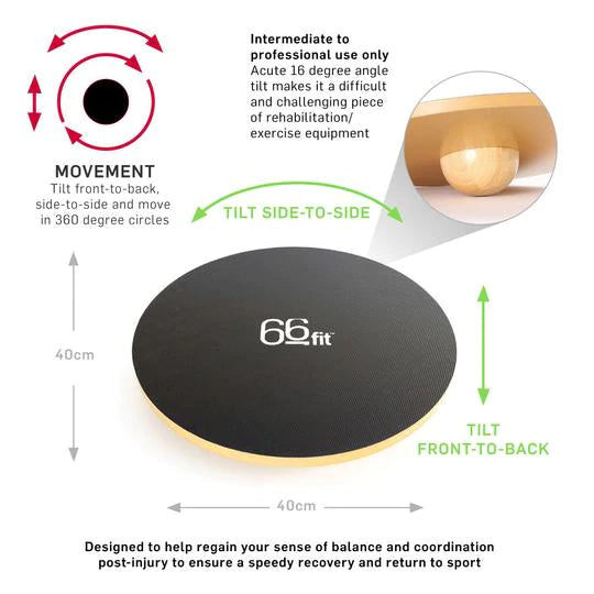 66fit Wooden Balance Board - PVC Surface - 40cm