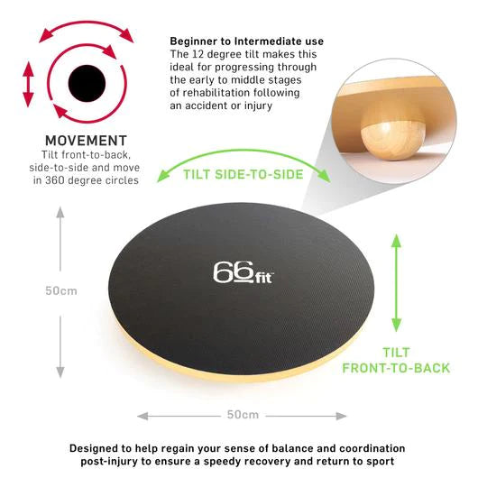66fit Wooden Balance Board - PVC Surface - 50cm