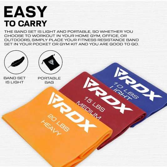 RDX B1 TPE FLAT RESISTANCE TRAINING BANDS SET - Gymless